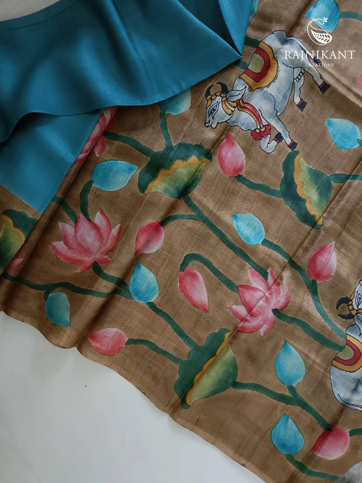 pichwai-x-blue-handpainted-tussar-silk-saree-rka6401-a