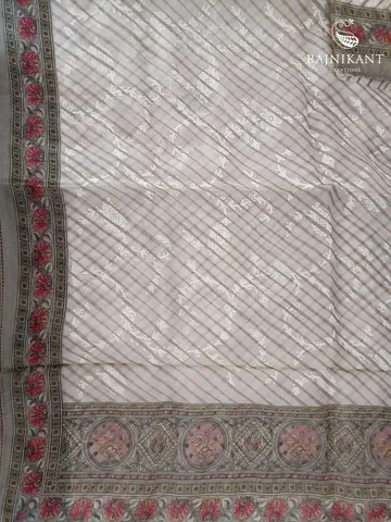Printed Kalamkari with embroidery all over on Organza Silk Saree4