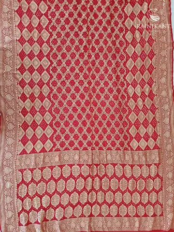 Red Banarasi Bandhini Silk Saree3