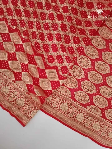 Red Banarasi Bandhini Silk Saree4