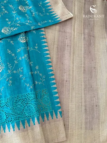 semi-tussar-blue-cutwork-saree-rka5875-7-b