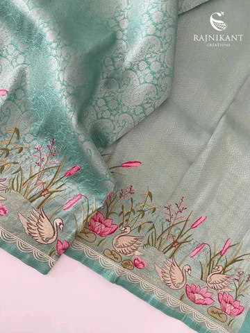 sea-blue-banarasi-jacquard-crepe-saree-with-swans-rka9695-a