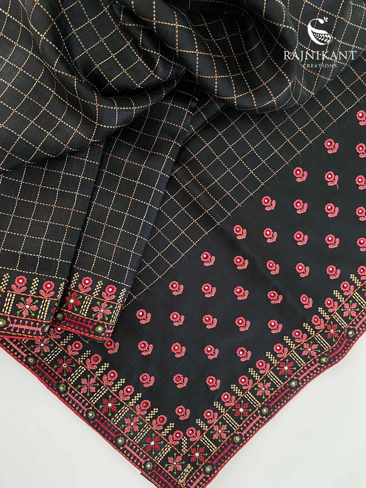 black-checkered-tussar-rka9932-a