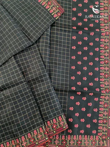 black-checkered-tussar-rka9932-b