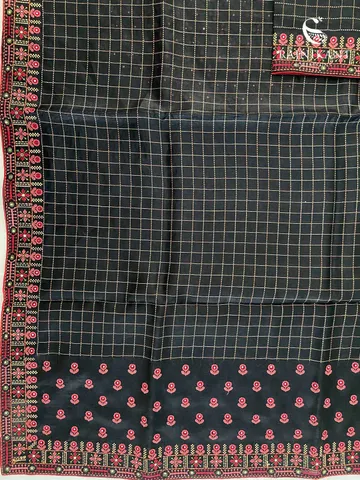 black-checkered-tussar-rka9932-c