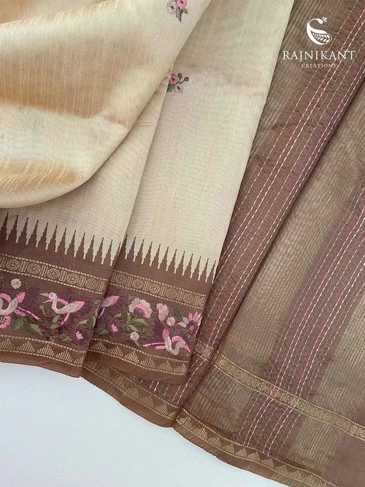 chocolate-brown-beige-embroidered-semi-tussar-saree-rka5454-a