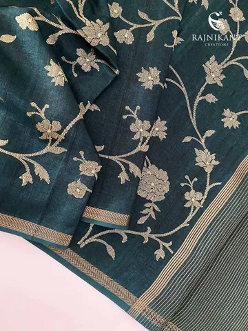 emerald-green-embroidered-tussar-saree-rka9073-3-d