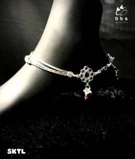 silver charm triple anklet with floral beauty2
