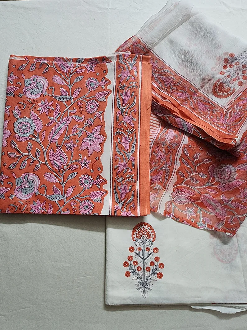 Orange Chiffon Dupatta Set1
