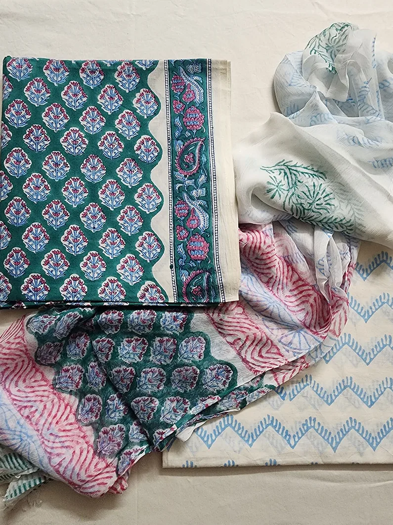 Bright Green Chiffon Dupatta Set1