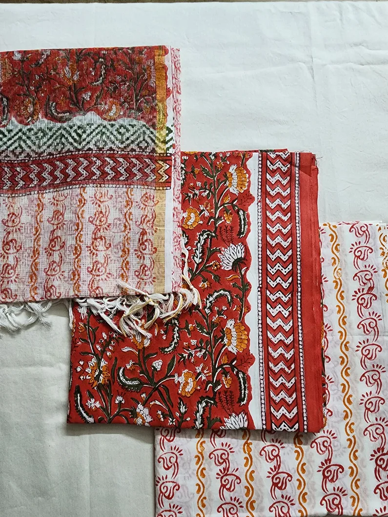Red Kota Doriya Dupatta Set1