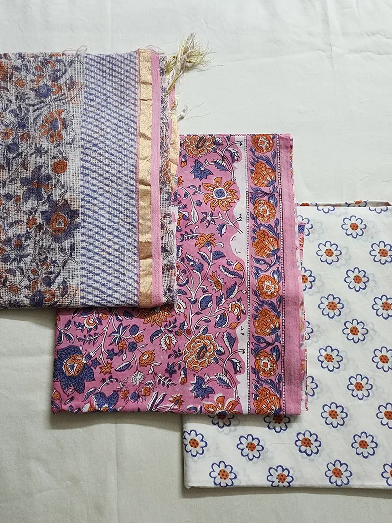 Pink Kota Doriya Dupatta Set1