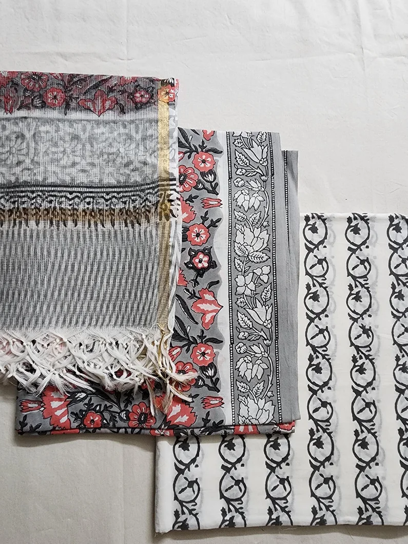 Grey Kota Doriya Dupatta Set1