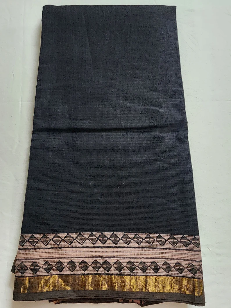 Plain black Kota Doriya Sarees1