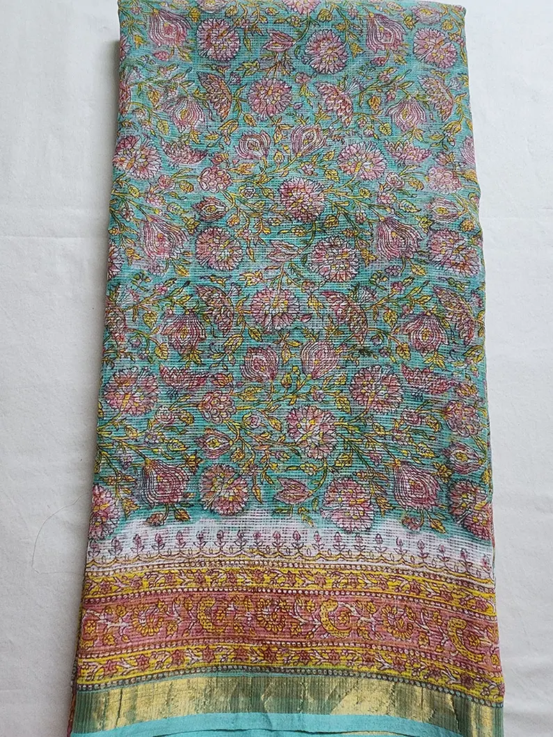 Aqua Blue Kota Doriya Sarees1