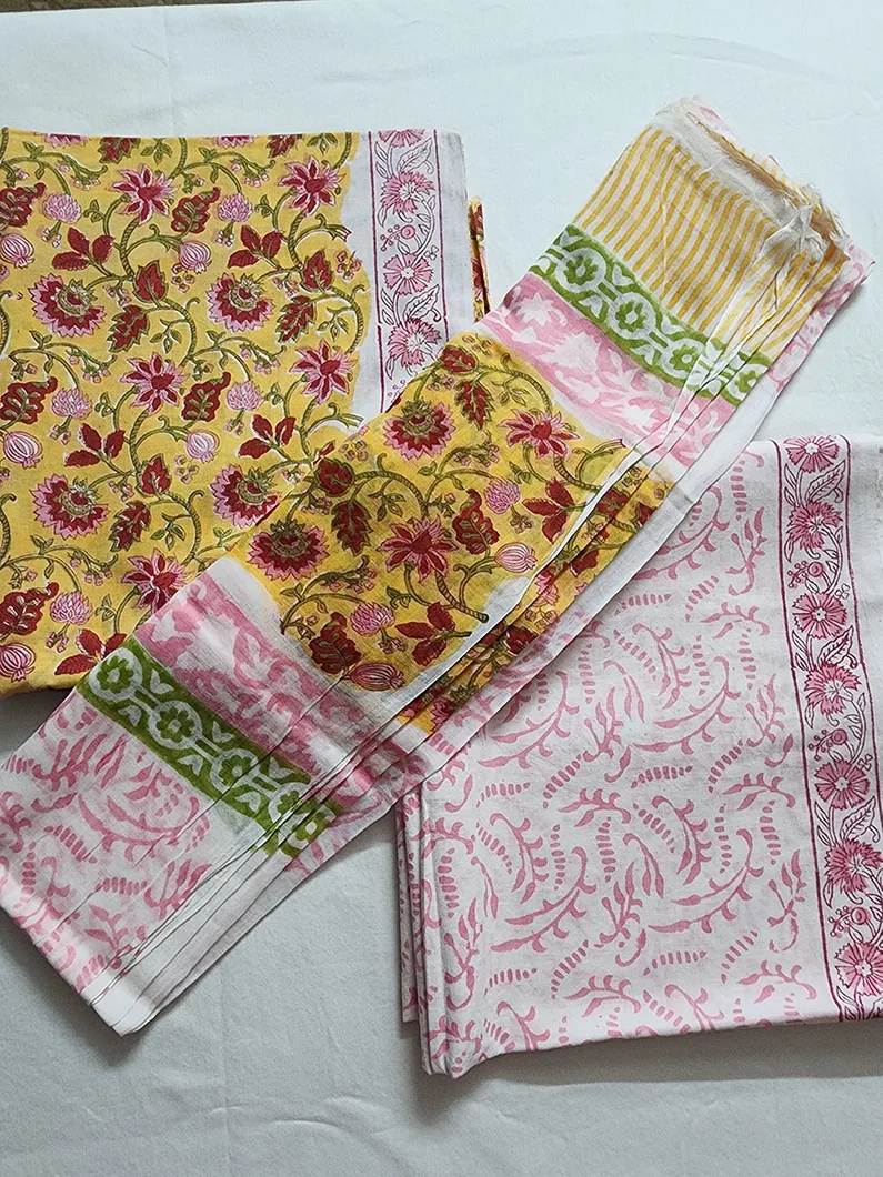 Yellow Mul Cotton Dupatta Set1