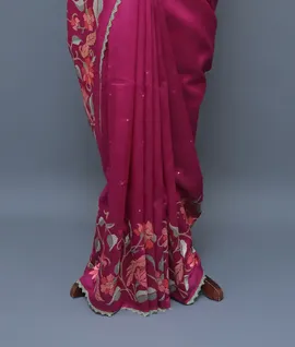 magenta-tussar-silk-saree-thread-embroidery-hand-mirror-work-lace-border-hny00608-d