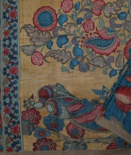blue-pen-kalamkari-vegan-tussar-silk-saree-hny00650-d