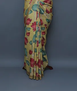 yellow-pen-kalamkari-vegan-tussar-silk-saree-hny00653-c