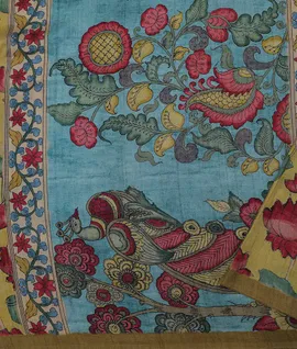 yellow-pen-kalamkari-vegan-tussar-silk-saree-hny00653-d