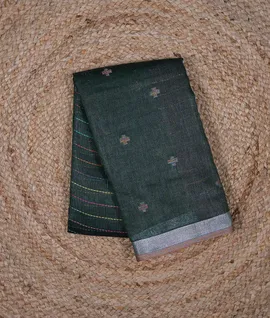 bottle-green-pure-linen-saree-hny00661-a