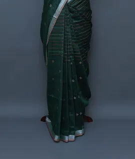 bottle-green-pure-linen-saree-hny00661-c