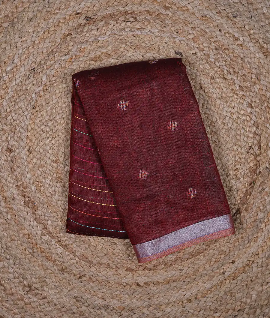 maroon-pure-linen-saree-hny00662-a