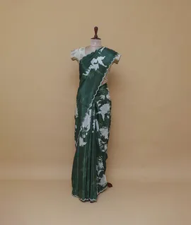 bottle-green-vegan-crepe-silk-saree-hny00711-b