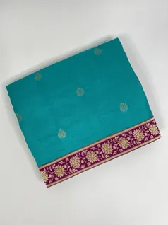 turquoise-blue-color-9-yards-vegan-silk-saree-hny0481-a