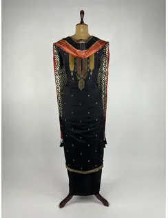 Black Banarasi Vegan Silk Dress Material2