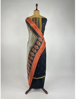 Black Banarasi Vegan Silk Dress Material4