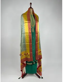 Green Banarasi Vegan Silk Dress Material3