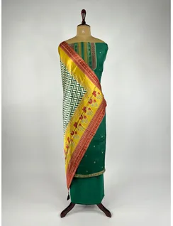 Green Banarasi Vegan Silk Dress Material4