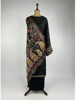 Black Embroidered Soft Silk Material4