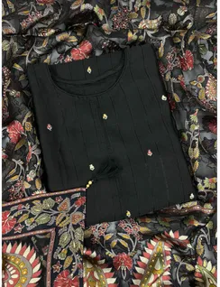 Black Embroidered Soft Silk Material1