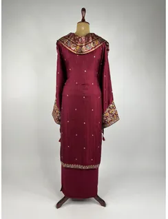 Maroon Embroidered Soft Silk Material2