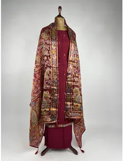 Maroon Embroidered Soft Silk Material3