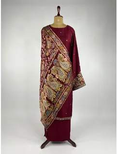 Maroon Embroidered Soft Silk Material4