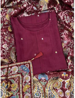 Maroon Embroidered Soft Silk Material1