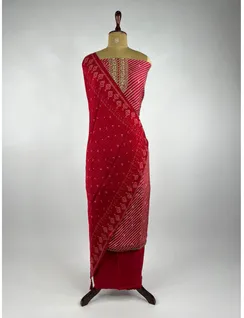 Red Color Banarasi Silk Material2