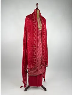 Red Color Banarasi Silk Material3