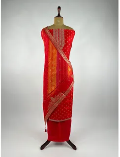 Red Colour Banarasi Silk Material2