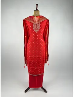 Red Colour Banarasi Silk Material3