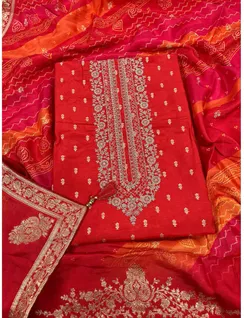 Red Colour Banarasi Silk Material1