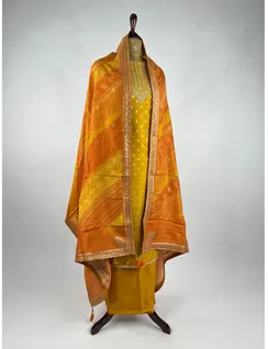 Mustard Colour Banarasi Silk Material3