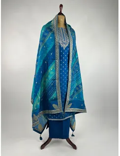 Blue Colour Banarasi Silk Material3