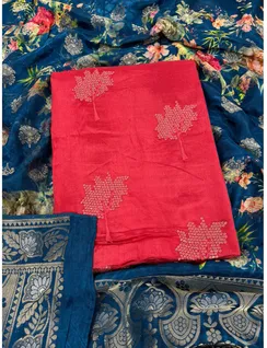 Red Color Chinon Silk Material1