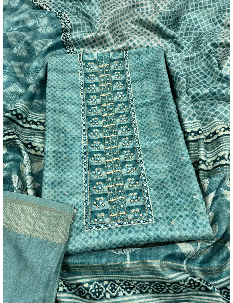 Light Blue Color Non Silk Tussar Material1