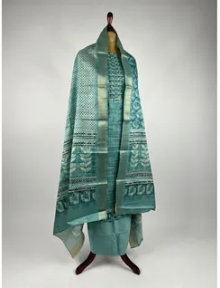 Light Blue Color Non Silk Tussar Material3