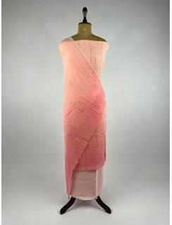 Peach Ombre Georgette Silk Chikankari Material4